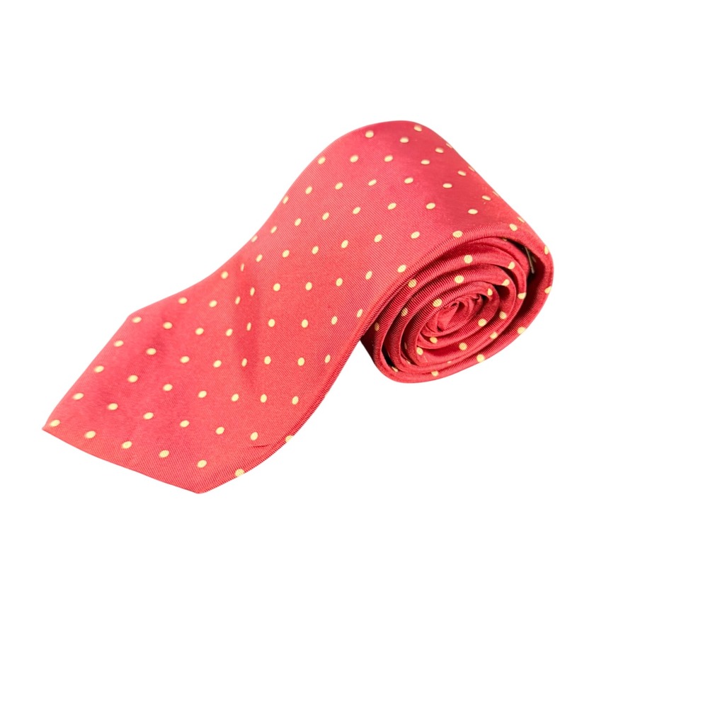 Windsor Red Polka Dot Silk Tie Mens Italian‎ Fabric Handmade USA Made vintage